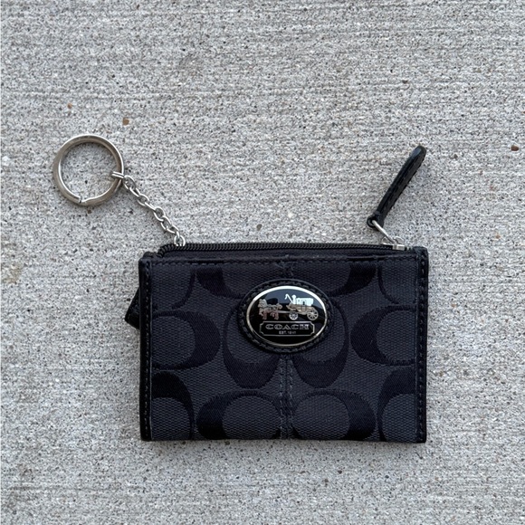 Coach Black Signature Keychain Pouch